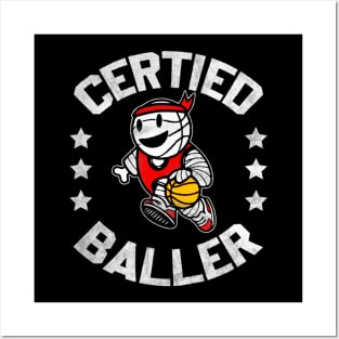 Certified Baller Cute Kawaii Basketball Design Posters and Art